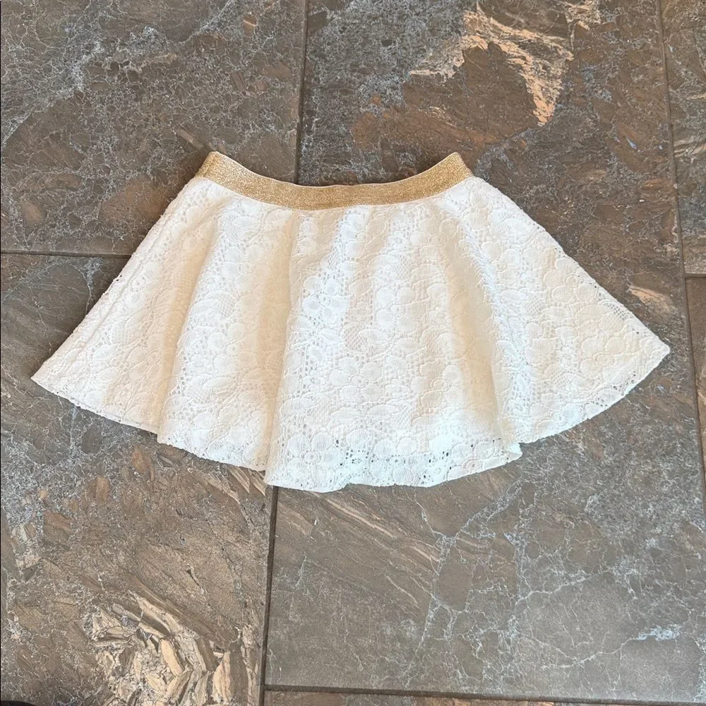 Disney White Lace Skort with Gold Elastic Waistband 4T
